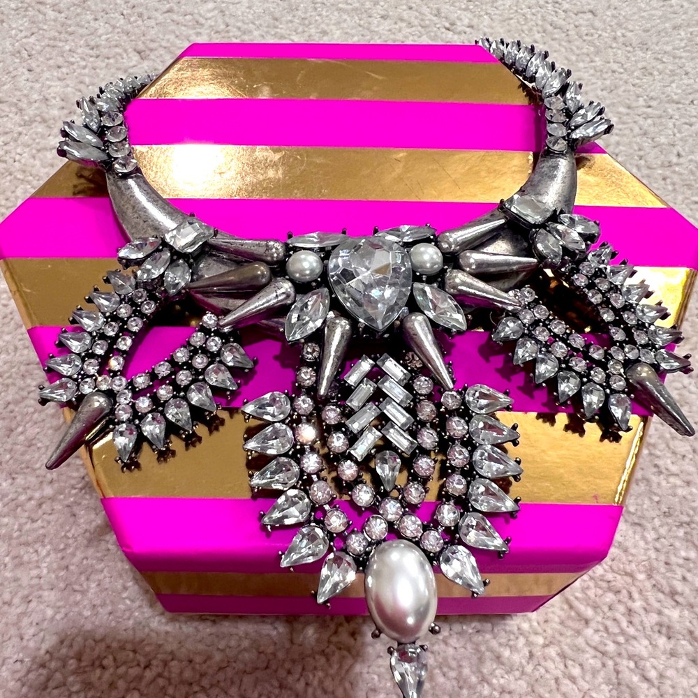 Baublebar Silver Crystal Pearl Statement Necklace